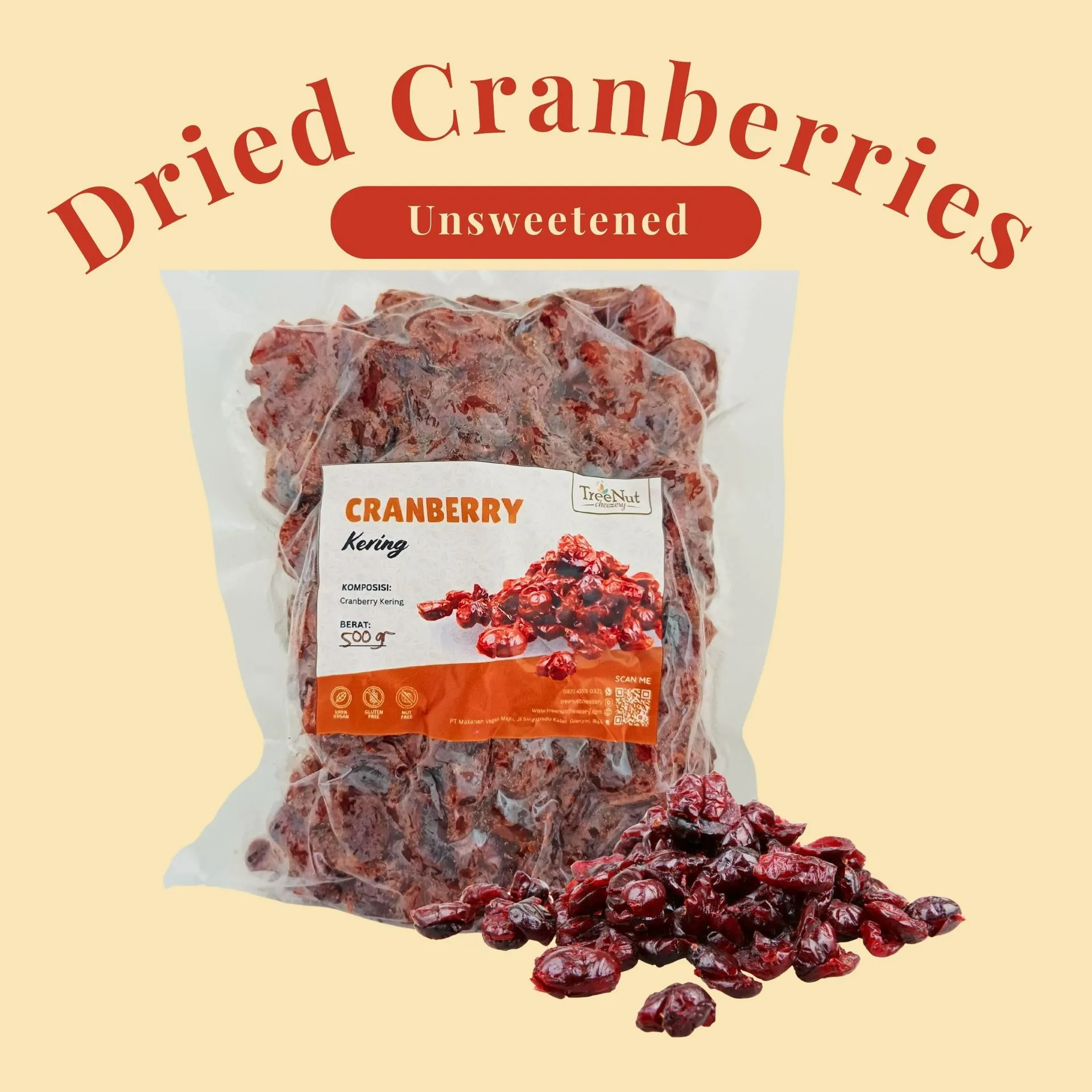 [CRAN-500] Cranberries (unsweetened) (500)